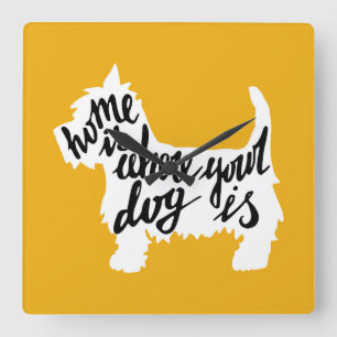 Thuis is waar uw hond is vierkante klok