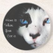 Thuis is waar uw kat - zwart en wit is zandsteen onderzetter (Voorkant)