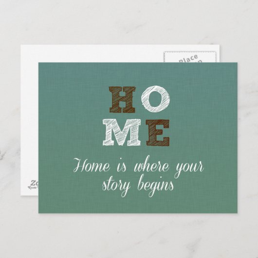 Thuis is waar uw verhaal begint Citaat Briefkaart (Voorkant / Achterkant)