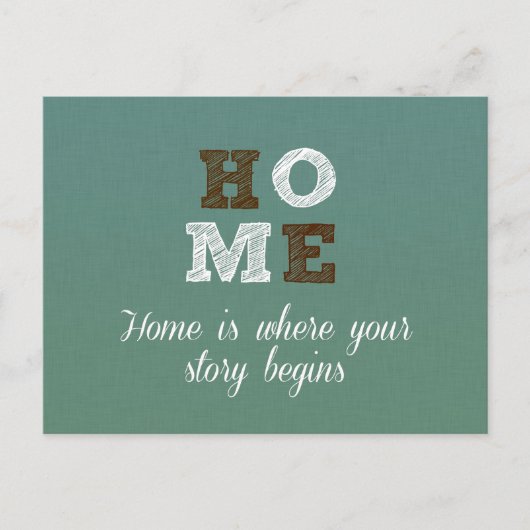 Thuis is waar uw verhaal begint Citaat Briefkaart (Voorkant)