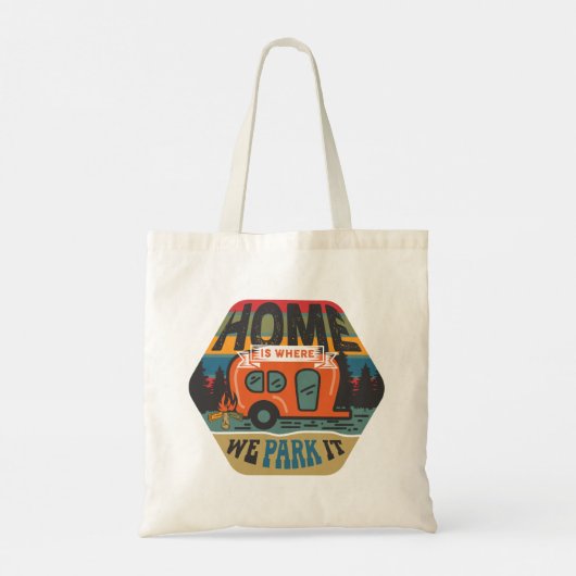Thuis is waar we het parkeren tote bag (Achterkant)