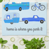 Thuis is waarU Park Retro Camper Motorhome RV Theedoek (Gevouwen)