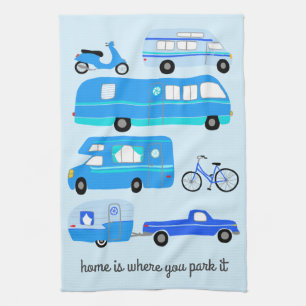 Thuis is waarU Park Retro Camper Motorhome RV Theedoek