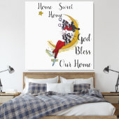 Thuis, lief thuis, God zegene ons huis. Canvas Afdruk (Insitu (Slaapkamer))