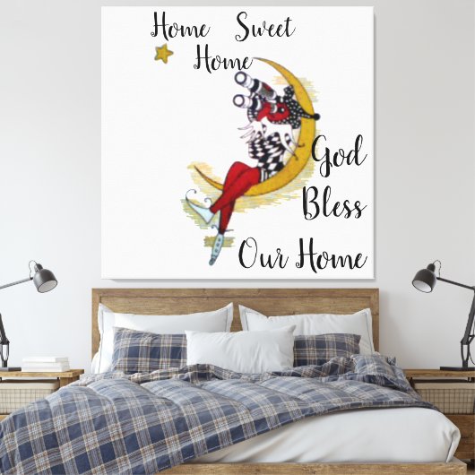 Thuis, lief thuis, God zegene ons huis. Canvas Afdruk (Insitu (Slaapkamer))
