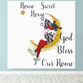 Thuis, lief thuis, God zegene ons huis. Canvas Afdruk (Insitu (Houten vloer))