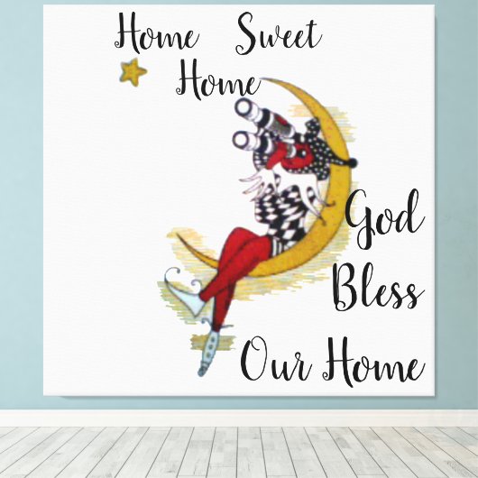 Thuis, lief thuis, God zegene ons huis. Canvas Afdruk (Insitu (Houten vloer))