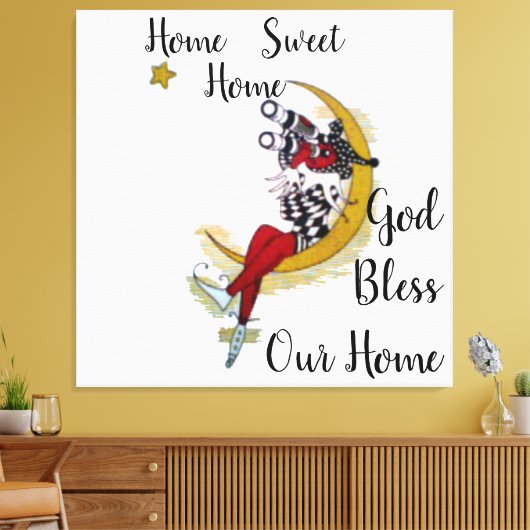 Thuis, lief thuis, God zegene ons huis. Canvas Afdruk (Insitu (Woonkamer))