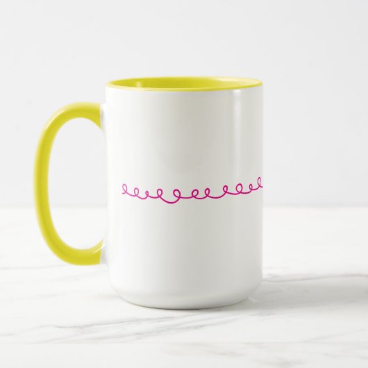 Thuis (linkshandig, geel / roze) mok (Links)