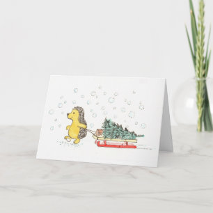 Thuis met de boom feestdagen kaart