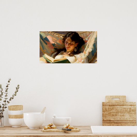 Thuis met een goed boek poster (Keuken)