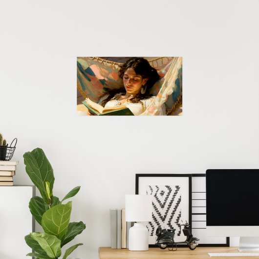 Thuis met een goed boek poster (Thuiskantoor)