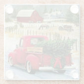 Thuis met kerstboom glazen onderzetter (Achterkant)