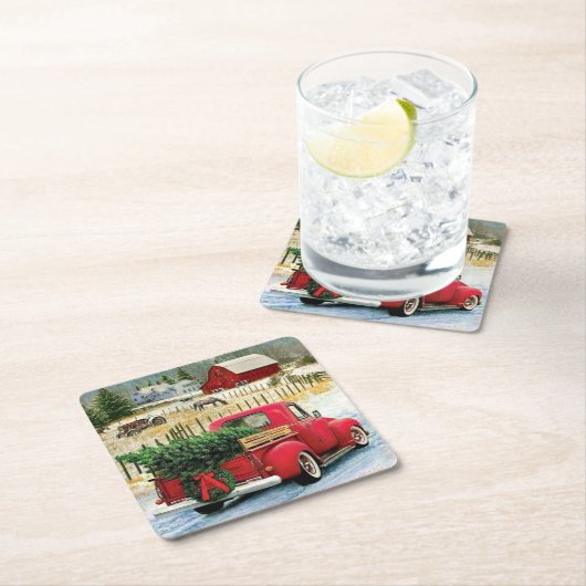 Thuis met kerstboom kartonnen onderzetters (Insitu)