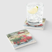 Thuis met kerstboom stenen onderzetter (Zijkant)