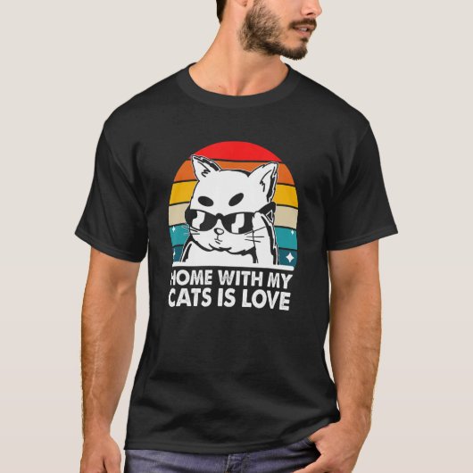 Thuis met mijn katten is liefdeskattekatje van mam t-shirt (Voorkant)