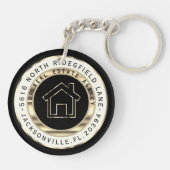 Thuis met zwart en goud - Aangepast voor Realtor Sleutelhanger (Achterkant)