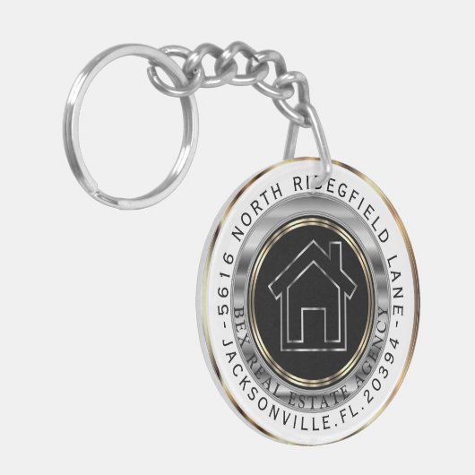 Thuis met zwart, goud en zilver - Aangepast voor r Sleutelhanger (Voorkant Links)