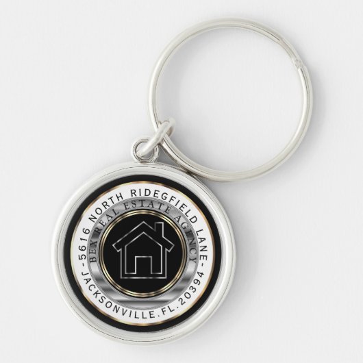 Thuis met zwart, goud en zilver - Aangepast voor r Sleutelhanger (Voorkant)