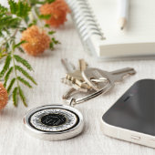 Thuis met zwart, goud en zilver - Aangepast voor r Sleutelhanger (Zijkant)