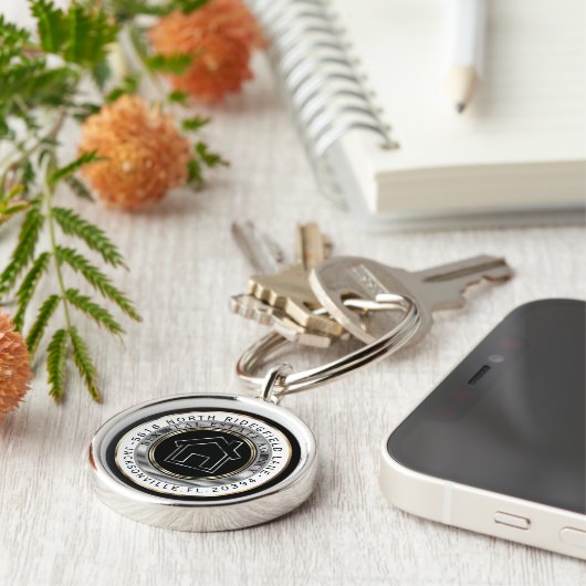 Thuis met zwart, goud en zilver - Aangepast voor r Sleutelhanger (Zijkant)