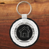 Thuis met zwart, zilver en wit - Realtor Sleutelhanger (Voorkant)
