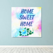 Thuis mooie blauwe waterverf voor thuiswoning canvas afdruk (Insitu (Houten vloer))