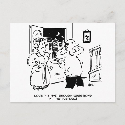 Thuis na de Pub Quiz Ansichtkaart Briefkaart (Voorkant)