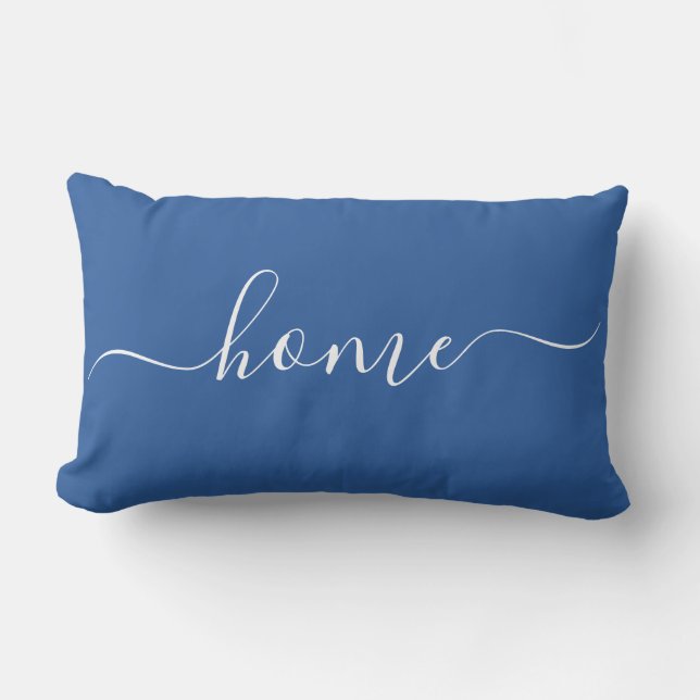 Thuis Navy Blau Quote Calligrafie Minimalistisch E Kussen (Voorkant)