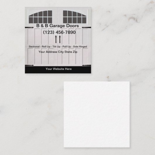 Thuis of zakelijk garagedeurdiensten vierkante visitekaartje (Voorkant / Achterkant)