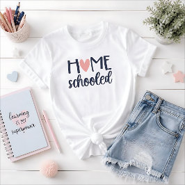 Thuis Onderwijs Met Hart Marine en Roze T-shirt