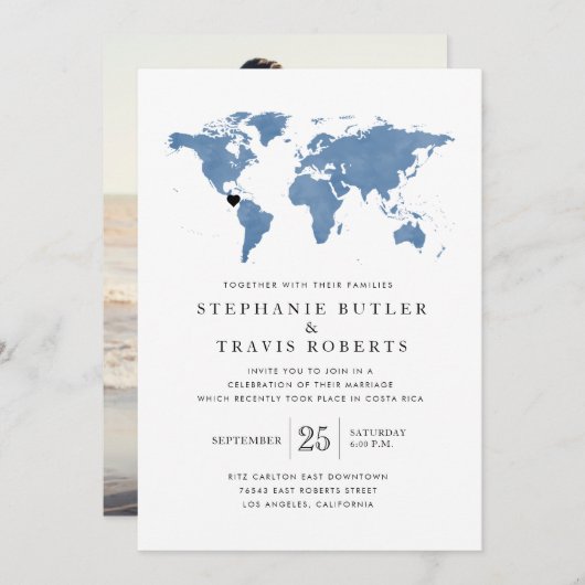 Thuis Ontvangst Na Bestemming Weglopen Uitnodiging (Voorkant / Achterkant)