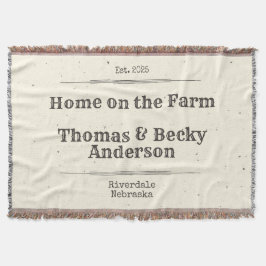 Thuis op de boerderij, familienaam, vintage deken
