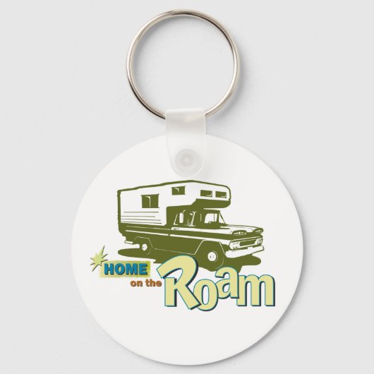 Thuis op de Roam retro pickup camper truck RV Sleutelhanger (Voorkant)