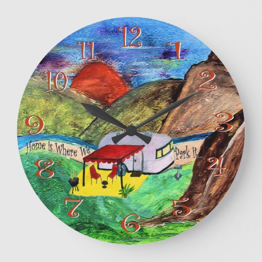 thuis parkeren we de camper wall klok (Voorkant)