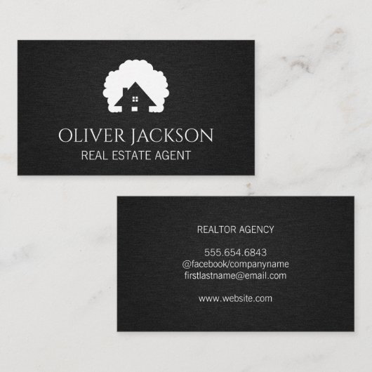 Thuis pictogram | Zwarte textuur Visitekaartje (Voorkant / Achterkant)