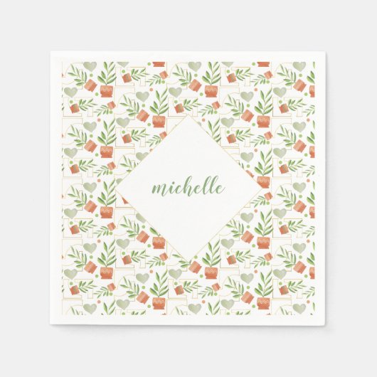 Thuis Planten in Waterverf keramische potten Servet (Voorkant)