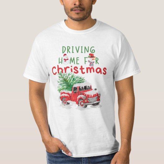 Thuis rijden voor Kerstmis, prettige feestdagen, k T-shirt (Voorkant)