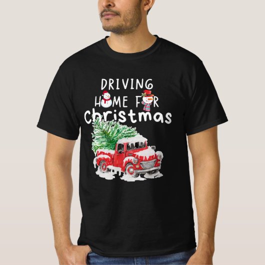 Thuis rijden voor Kerstmis, prettige feestdagen, k T-shirt (Voorkant)