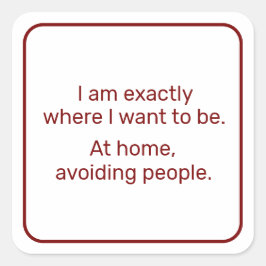 Thuis (rood) vierkante sticker