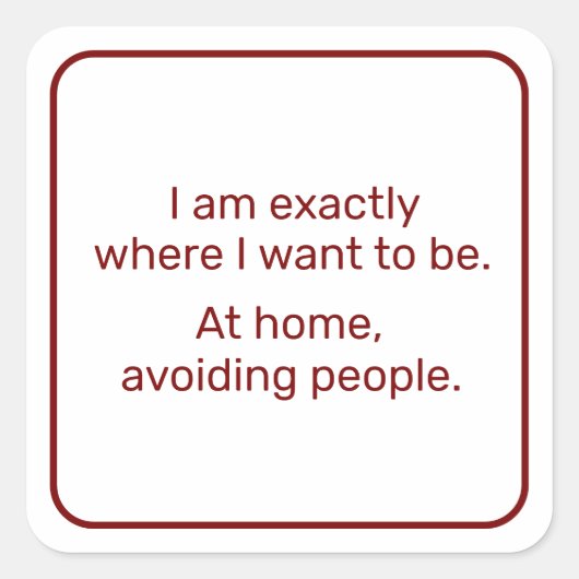 Thuis (rood) vierkante sticker (Voorkant)