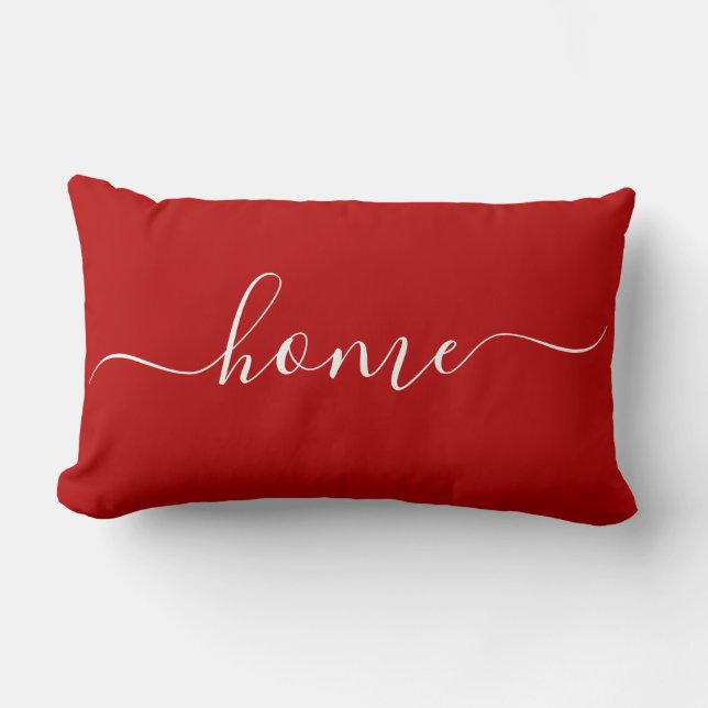 Thuis Rood & Wit Citaat Calligrafie Typografie Kussen (Voorkant)
