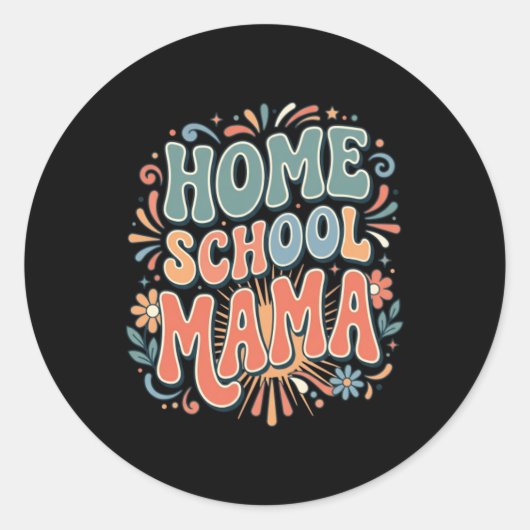 Thuis School Mama Boho Regenboog Met Hart Ronde Sticker (Voorkant)