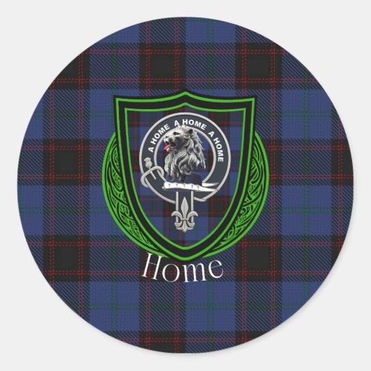 Thuis Schotse Clan Tartan & Crest Ronde Sticker (Voorkant)