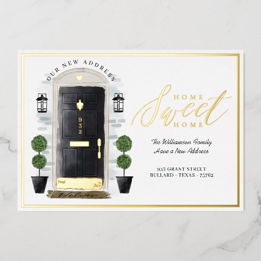 Thuis - startpunt We hebben de zwarte Waterverf va Folie Uitnodiging (Voorkant)