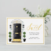 Thuis - startpunt We hebben de zwarte Waterverf va Folie Uitnodiging (Staand Voorkant)