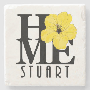 THUIS Stuart Florida Gele Hibiscus Stenen Onderzetter
