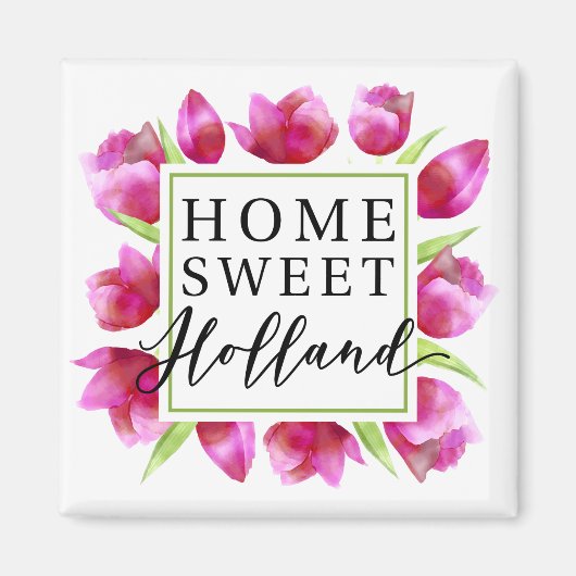 Thuis Sweet Holland: Roze Tulpen Dutch Tulpen Gift Magneet (Voorkant)