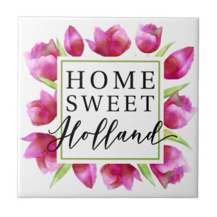 Thuis Sweet Holland: Roze Tulpen Dutch Tulpen Gift Tegeltje
