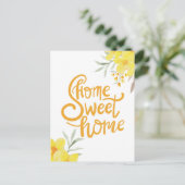 Thuis Sweet Home Chic Gele Bloemen Gefeliciteerd Briefkaart (Staand voorkant)